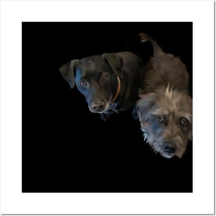 Double Black Dog's- vector art the dog Posters and Art